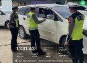 Satlantas Polres Tulang Bawang Barat Lakukan Rekayasa Lalu Lintas Jalan Simpang Pu Murni Jaya dan Gerbang Exit Tol Lambu Kibang