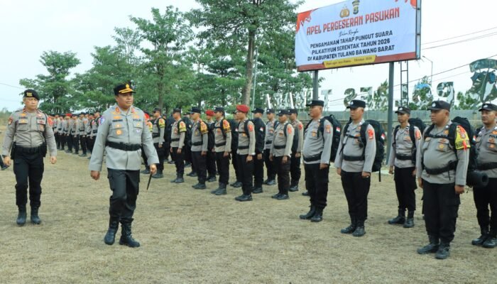 Polres Tulang Bawang Barat Gelar Apel Pergeseran Pasukan (Serpas) Pengamanan Pilkatiyuh Serentak 2026